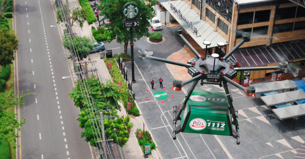 ส่งของด้วย Drone ใกล้เป็นจริง เมื่อ The Pizza Company เริ่มทดสอบโดรนบินส่งพิซซ่าในไทยแล้ว